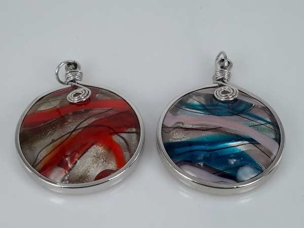 ronde murano, helder, rood en blauw