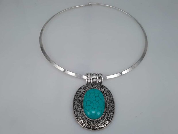 Spanger ketting, Howliet edelsteen, turquoise