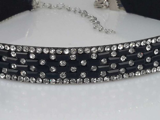 Choker Kette, strass, schwarz