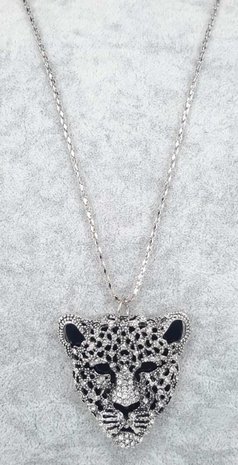 Leopard Kopf, feiner Strass, schwarzer Hintergrund