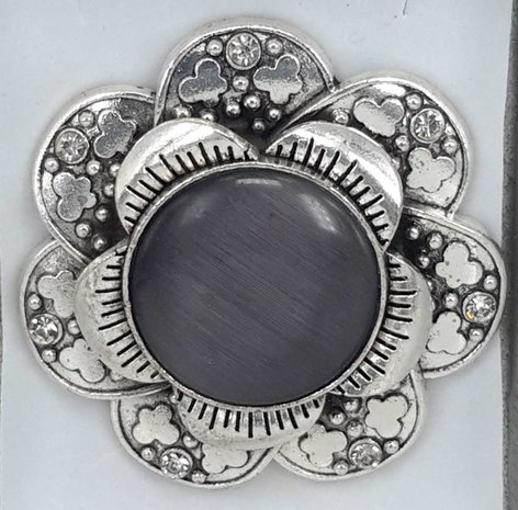 Magnet Brosche, metall, schmetterlingblume, schwarz Katzenauge, strass