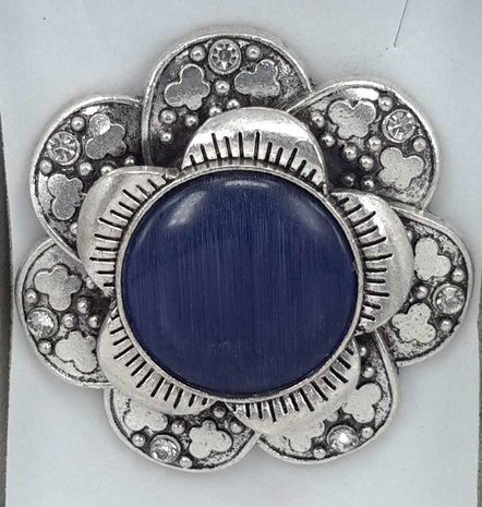 Magnet Brosche, metall, schmetterlingblume, dunkel blau Katzenauge, strass