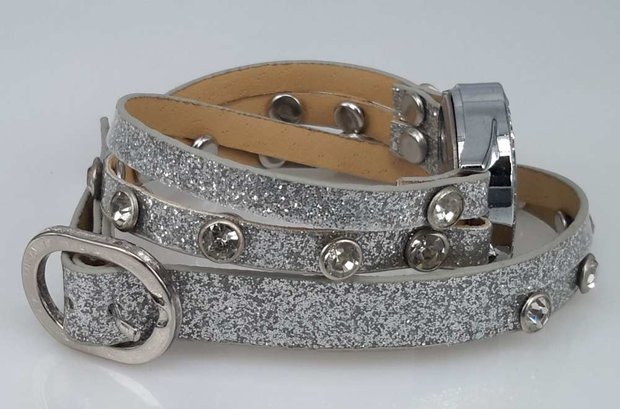 Armband horloge, PU leren wrap (2), zirkonia, strass, 2 kleuren