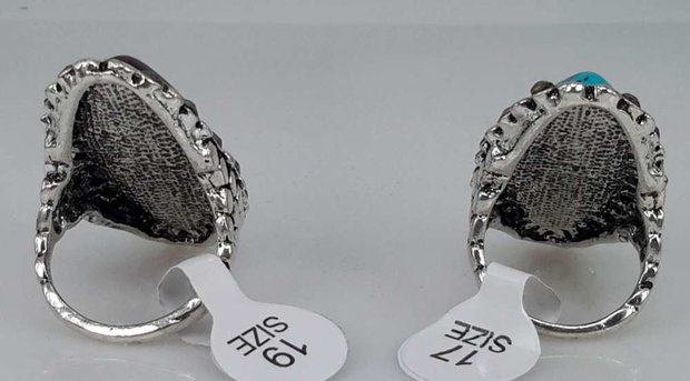 Silber farbe antik aussehen Howlite Türkis, schwarz Edelsteinfarbe . Box 50 Stück.