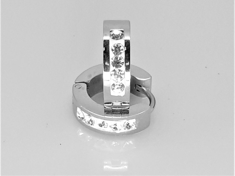 Ohrringe, 5 Zirkonia auf weißer Unterseite, Edelstahl