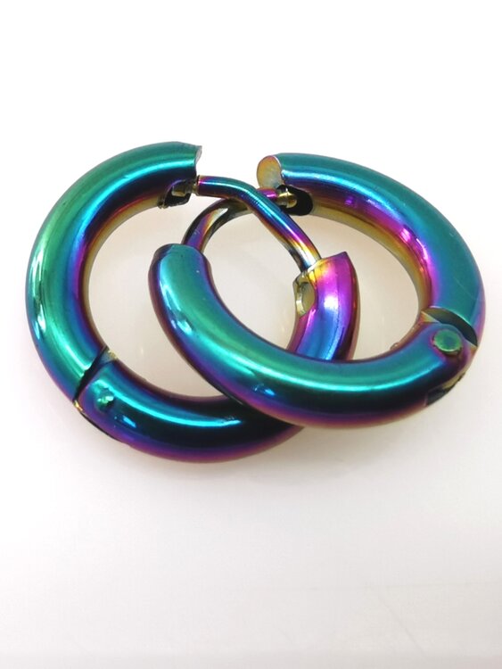 Stalen Oorringen in 3 kleur -Ø 8 mm x D 2.5 mm. Geschikt voor zowel mannen als vrouwen