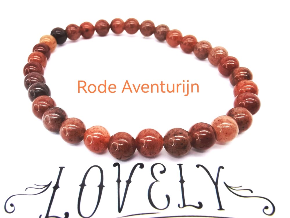 Rode Aventurijn – 6mm Kralen Armband