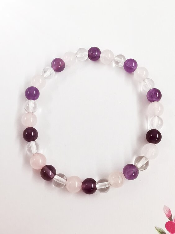 Armband Edelsteen Gouden driehoek Ronde kralen 18 cm