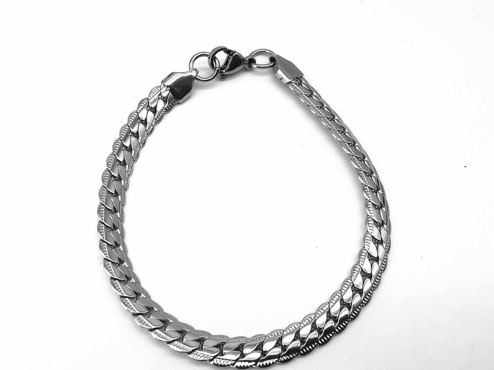 Fantasy Armband abgeflacht Gourmet Silber - 18 und 21 cm Breite 7 mm