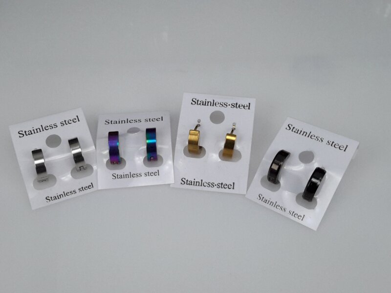 Oorringen glad, zwart, zilver, goudkleur