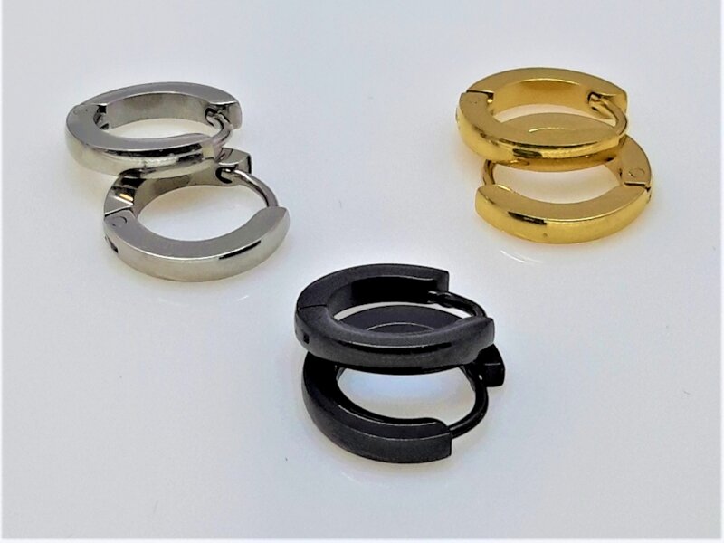 Ohrringe, leicht gebogen eng, Edelstahl, in edelstahl farbe