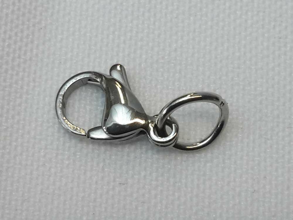 RVS Karabijn sluiting 8 setje 14mm incl 2 open ring van 6 mm.