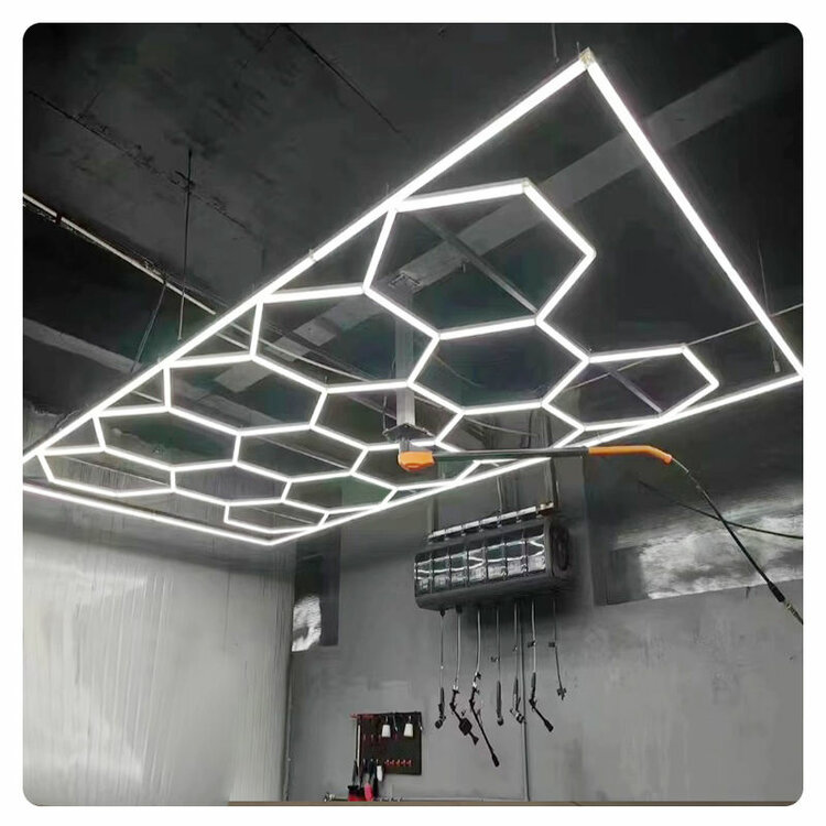 Hexagon ledverlichting voor oa garage, werkplaats, kapsalon, fitness ruimte, energiezuinig, kunststof frame