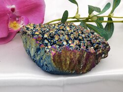 400gr Aura-Quarzcluster, Titan regenbogen