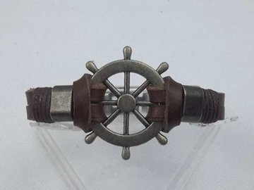 Armband gevlochten leer zwart.