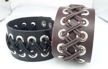 Breites Lederband, geschnürt, braun oder schwarz