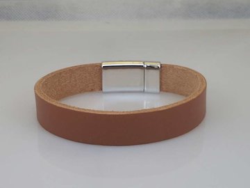 Glatte Lederband, Cognac, schmal, magnetverschluss