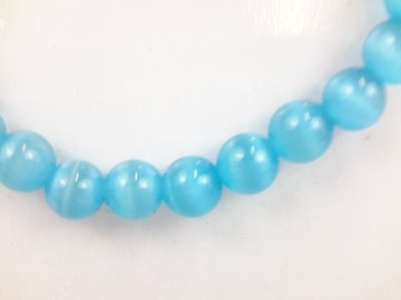 Armband kattenoog, blauw, 23 kralen