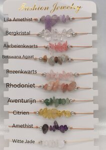 Verschillende edelsteen Armband, split edelsteen, verstelbaar, Handmade, 16 cm 