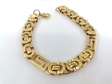 Konings mit Labyrinth-Glieder Armband, goldfarben, Edelstahl.