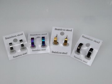 Oorringen glad, zwart, zilver, goudkleur