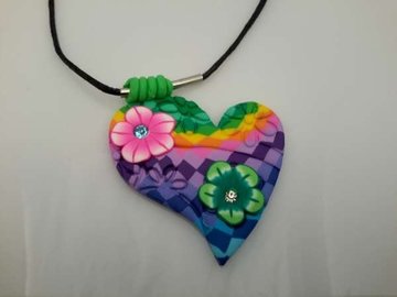 Markt-mix 20 stuk ; Schnürsenkel halskette, polymer-ton hänger, herz und rund