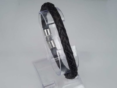 Leder armband  schwarz/braun, rund geflochten, Magnetverschluss