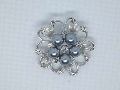 Broche Rozet, antraciete Parels, strass