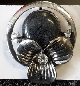 Magnetbrosche, schwarz Veins des Lebens "mit drei Blättern, Metall