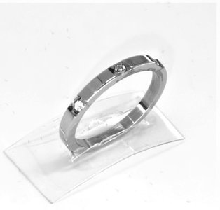 Edelstahlringe, schmaler Ring mit 3 Zirkoniasteinen, Box 36st