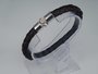 Leren armband zwart/bruin, rond gevlochten, magneetsluiting_