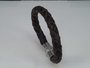 Leren armband zwart/bruin, rond gevlochten, magneetsluiting_