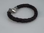 Leren armband zwart/bruin, rond gevlochten, magneetsluiting_