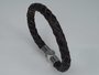 Leren armband zwart/bruin, rond gevlochten, magneetsluiting_