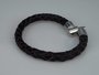 Leren armband zwart/bruin, rond gevlochten, magneetsluiting_