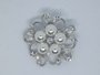 Broche Rozet, witte Parels, strass_